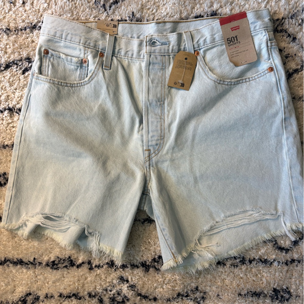 Levi's 501 Light Wash Distressed Jean Shorts